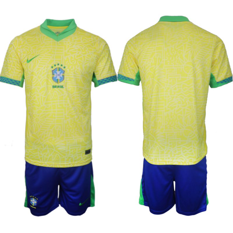 Men 2024-2025 Season Brazil home yellow Blank Soccer Jersey